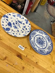 2 Blue And White Floral Plates Made In England