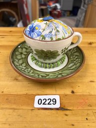 Handcrafted Pin Cushion In A Tea Cup