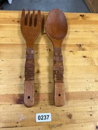 Vintage Wooden Spoon And Fork Decoration