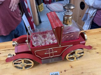 Musical Vintage Car With Decanter And Shot Glasses