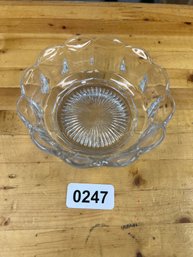 Clear Glass Scalloped Dish With Marking