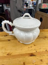 Vintage Off White Ceramic Pot With Lid