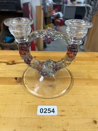 Vintage Indian Glass Candlestick Holder - DP