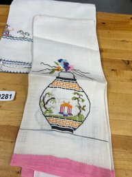 Lot Of 3 Vintage Embroidered Handkecheifs