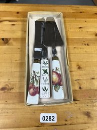 Set Of 3 Porcelain Handled Kitchen Knives