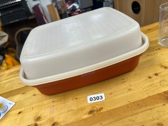 Vintage Orange Tupperware Container