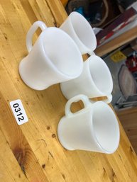 Set Of 4 Milk Glass Fire King Cups - DP