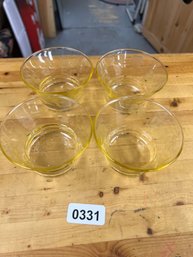 Set Of 4 Yellow Depression-Era Glass Cups