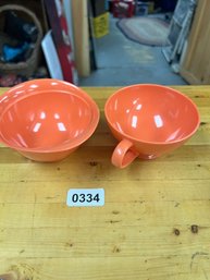 Lot Of 2 Salmon/pink Texas Ware Plastic Dishes/cups