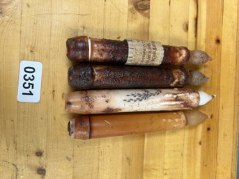 Lot Of Four Battery Operated Primitive Decor Candle Sticks