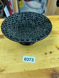 Decorative Pedestal Dish With Like Snack Skin Pattern Black