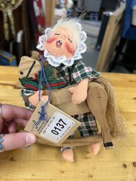Vintage Annalee Doll With Rocking Horse