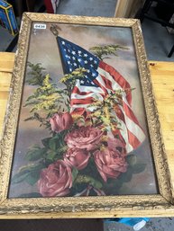 Print Of American Flag With Roses