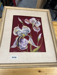 Signed And Framed Painted Flower Photograph - NO GLASS