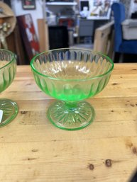 Set Of 2 Uranium Glass Sherbert Glasses