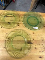 Set Of 3 Uranium Swirl Plates