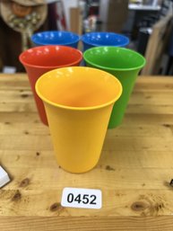 Vintage Set Of 5 Tupperware Primary Color Cups