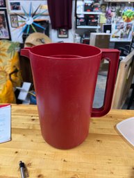 Vintage Tupperware Vintage Red Drink Pitcher (Lid Missing)