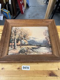Landscape Print With Wooden Frame