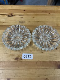 Set Of 2 Glass Candlestick Holders Floral Pattern