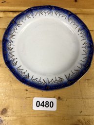 Blue And White Plate With Gold Rim Design