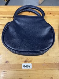 Small Blue Hand Bag With Two Zippers