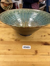 Textured Pottery Bowl With Signature