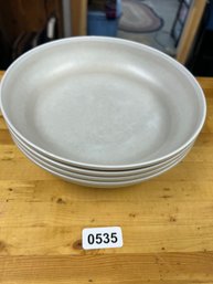 Set Of 4 Bamboo Melamine Flat Bowls  Eco-Friendly Style