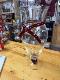 Vintage Clear Glass With Red Accent