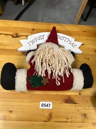Stuffed Santa Merry Christmas Wall Hanging