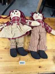 Raggedy Ann & Andy-Style Plush Dolls  Set Of 2