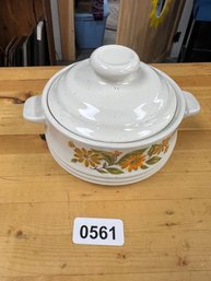 Capri Stoneware Floral Dish With Lid