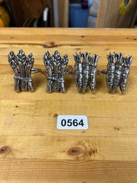 Lot Of 4 Metal Vegetable Napkin Rings