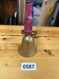Brass Bell With Faux Leather Handle
