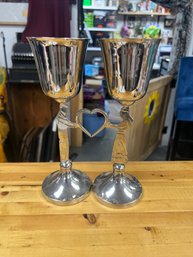 Set Of 2 Metal Bride And Groom Cups