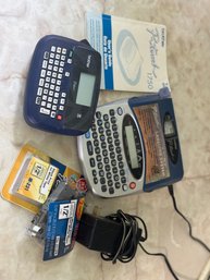 Brother P-Touch Label Maker Lot  PT-1750 & Additional Labeler With Tapes, Adapter & Manual
