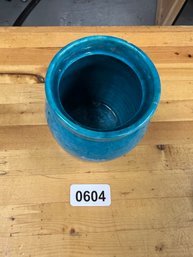 Blue Signed Pottery Vase