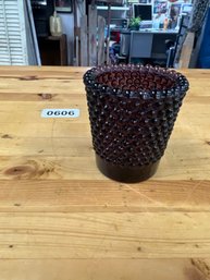Vintage Hobnail Candle Holder  Amethyst Purple