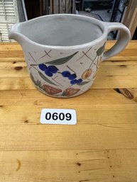 Stoneware Pitcher With Fruit Design