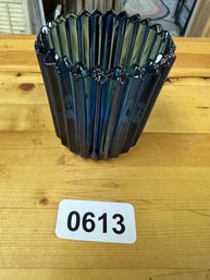 Vintage Blue Ridged Candle/Toothpick Holder Set Of Two