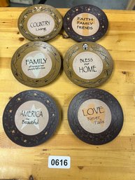 Set Of 6 Small Primitive Wall Hangings