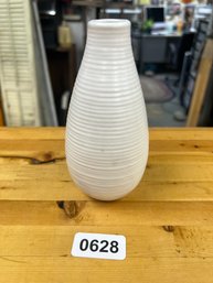 White Ridged Vase  Set Of 2