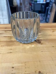 Clear Ribbed Glass Candle Holder