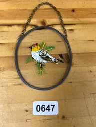 Small Glass Wall Hangings With Bird Design  Set Of 2
