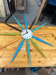 Multicolored Starburst Clock  New, Battery Operated