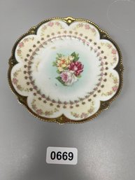 Floral Plate With Gold Accents