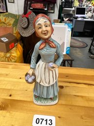 Vintage Porcelain Figurine  Woman With Fruit Basket