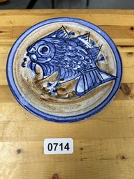 Unique Fish Pottery Plate  Signed