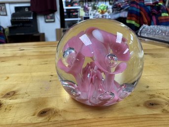 Paper Weight With Pink Flower
