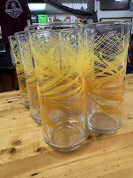 Vintage MCM Set Of 6 Tea Glasses Libby Golden Harvest Pattern